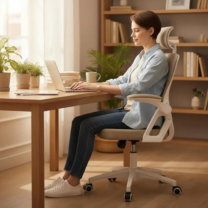 Silla de oficina ergonómica de malla con soporte lumbar y reposacabezas ajustables – Silla ejecutiva de respaldo alto para el hogar/oficina