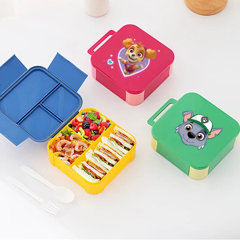 Paw Patrol-fiambrera de gran capacidad para niños y niñas, contenedor de almacenamiento de alimentos con dibujos animados de Anime, caja Bento
