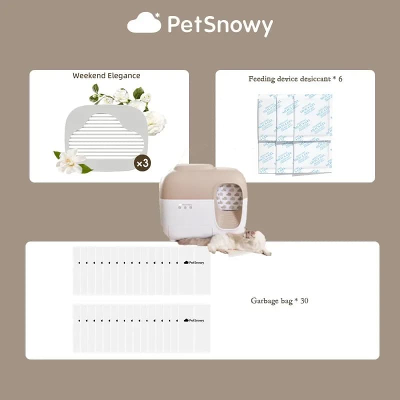 Accesorio de inodoro para gatos Petsnowy, bolsa de basura específica, inodorización, inodoros para gatos, desecante de alimentos para mascotas,