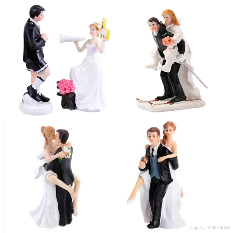 Adornos románticos para novia y novio, estatuilla de pareja, adornos divertidos para pastel de matrimonio, muñecas para decoración de magdalenas de