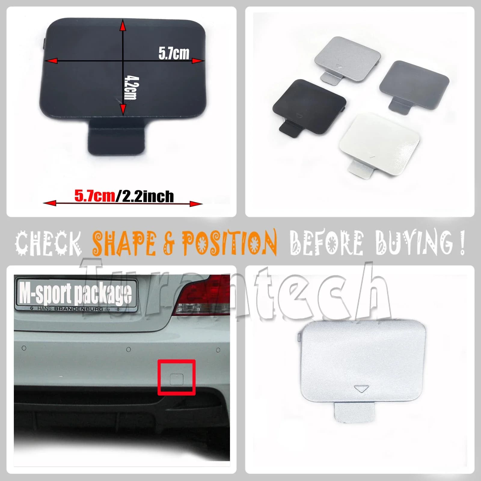 Parachoques trasero, gancho de ojo, tapa de remolque, compatible con 07-15 BMW1 m-sport E82 Coupe E88 Convertible 125i 128i 135i, 51127892601