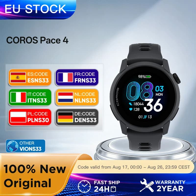 Reloj Deportivo COROS Pace 4 Ultraligero, Pantalla Táctil AMOLED de 1.2 Pulgadas, Reloj para Correr de 32 g, 19 Días de Uso