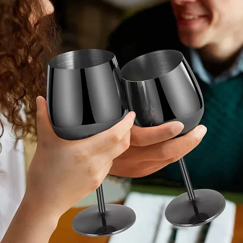 Copa de vino de acero inoxidable de 500ml, Color oro rosa 304, plata y oro, taza de Metal duradera para vino tinto, champán, Bar, fiesta