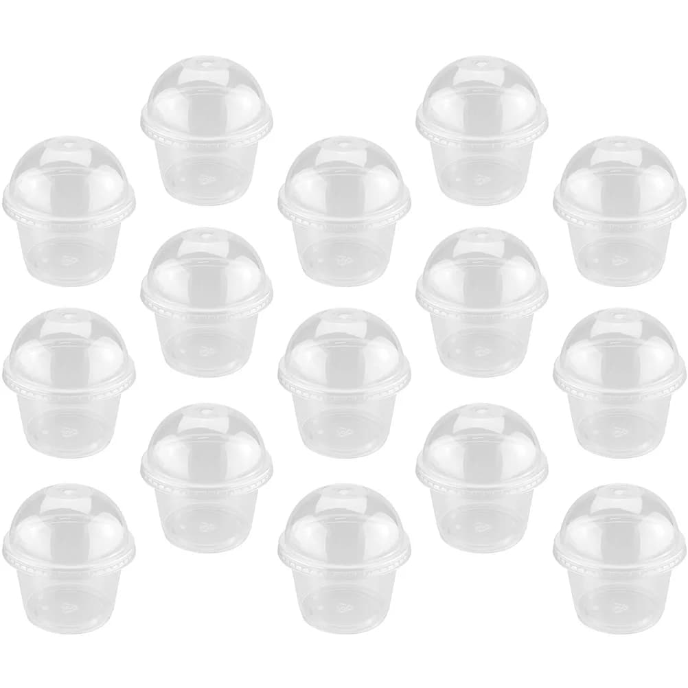 100 Uds vasos de pudín desechables cuencos de postre de plástico contenedor de comida para llevar taza de helado con tapa taza de pastel taza de