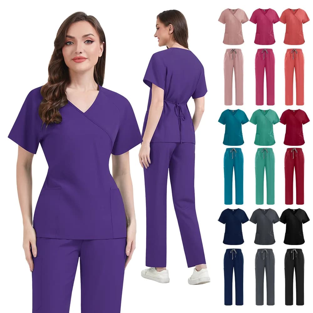 Conjuntos de batas ajustadas para mujer, uniformes médicos hospitalarios, accesorios para enfermeras, clínica Dental, salón de belleza, Spa, ropa