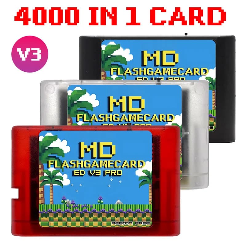 4000 en 1 Mega Genesis MD V3 Pro con tarjeta TF de 4GB tarjeta de juego EDMD para consola de juegos SEGA Genesis Mega Drive Master System