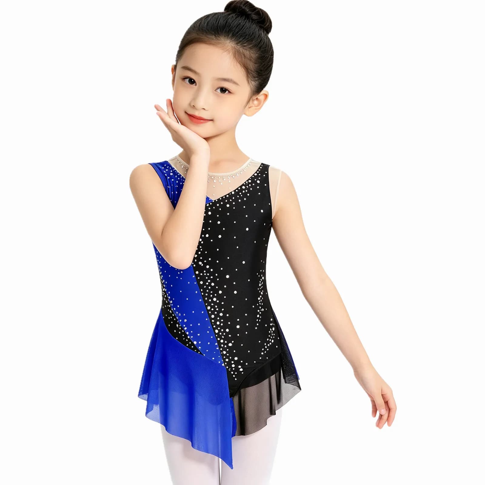 Niños Niñas brillante Rhinestone Ballet Jersey leotardo vestido medias mono gimnasia artística patinaje artístico traje de baile