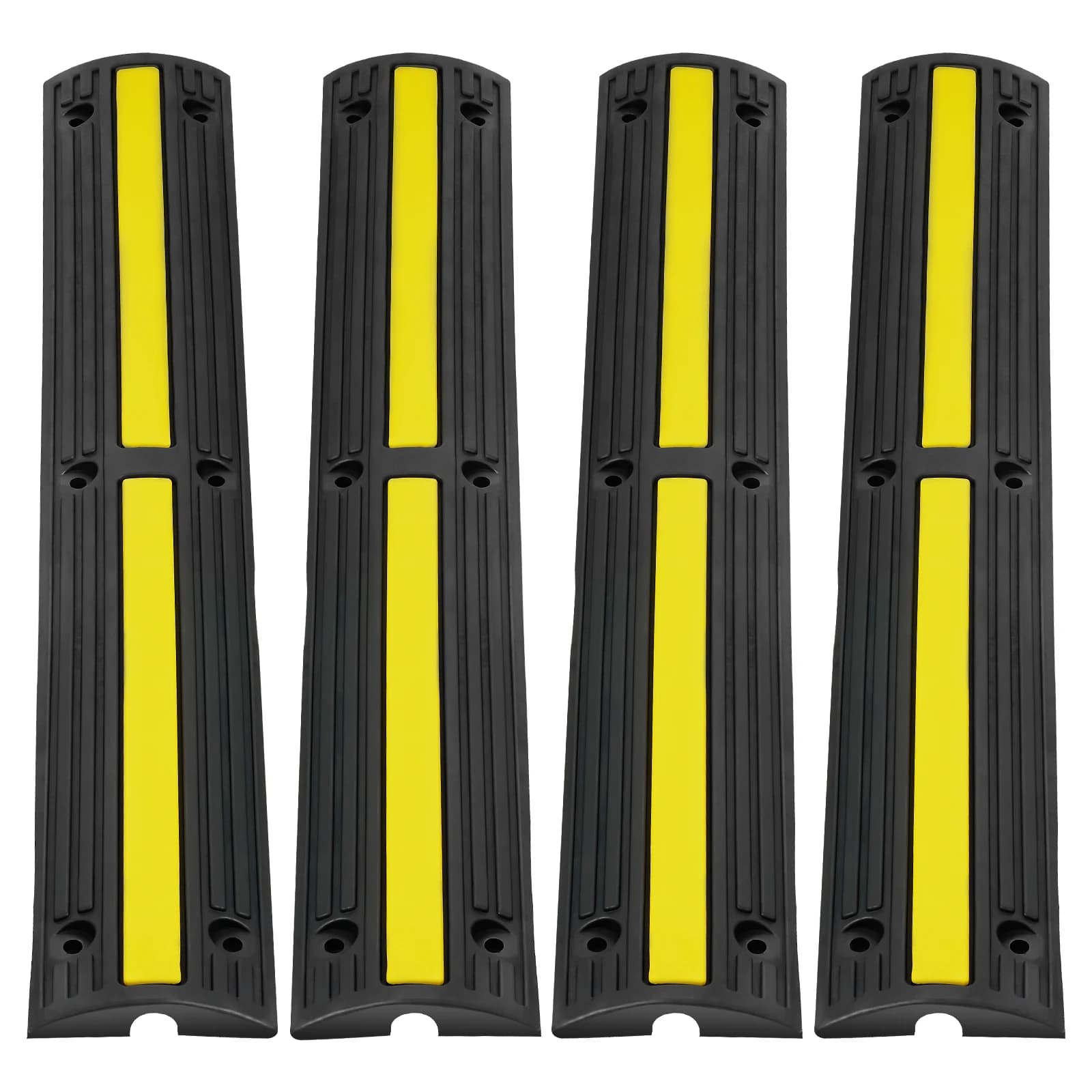 SucceBuy Rampa protectora de cable de 3,28 pies, 4 unidades, 1 canal, capacidad de 18000 lbs/eje, golpes de velocidad de goma resistentes para áreas