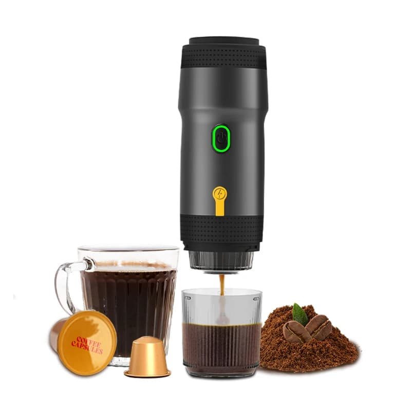 Cafetera eléctrica inalámbrica portátil de 60ml, adecuada para cápsulas de café/polvo, viajes en coche y viajes de acampada familiar