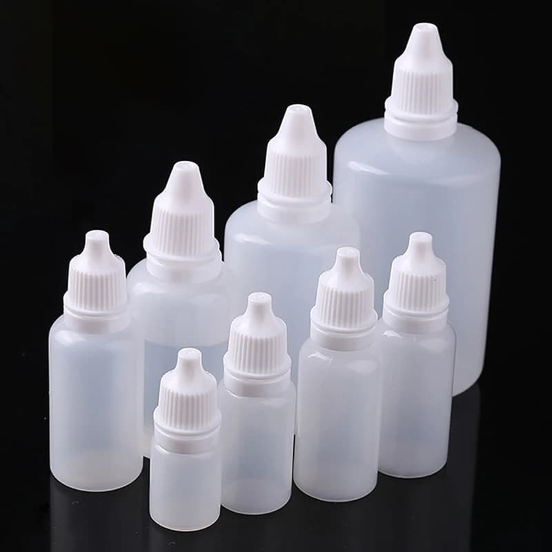 100 Botellas con Gotero, Botellas de Plástico Vacías para Gotas Oftálmicas, Frascos para Líquidos de 3ml, 5ml, 10ml, 15ml, 20ml, 30ml, 50ml