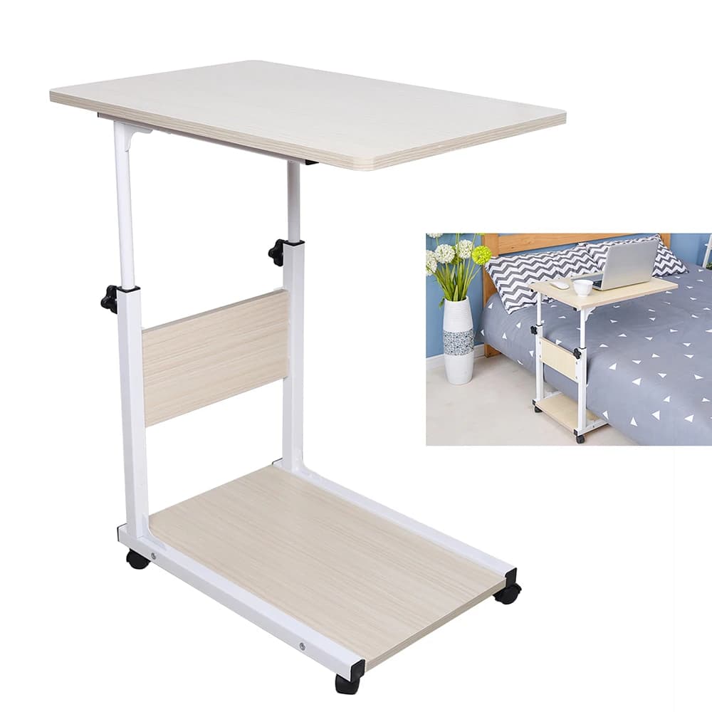Mesa de Cama con Ruedas, Escritorio para Computadora, Mesa de Cuidado con Mesa Lateral Móvil para Cama de Hospital, Mesas de Hospital con Altura