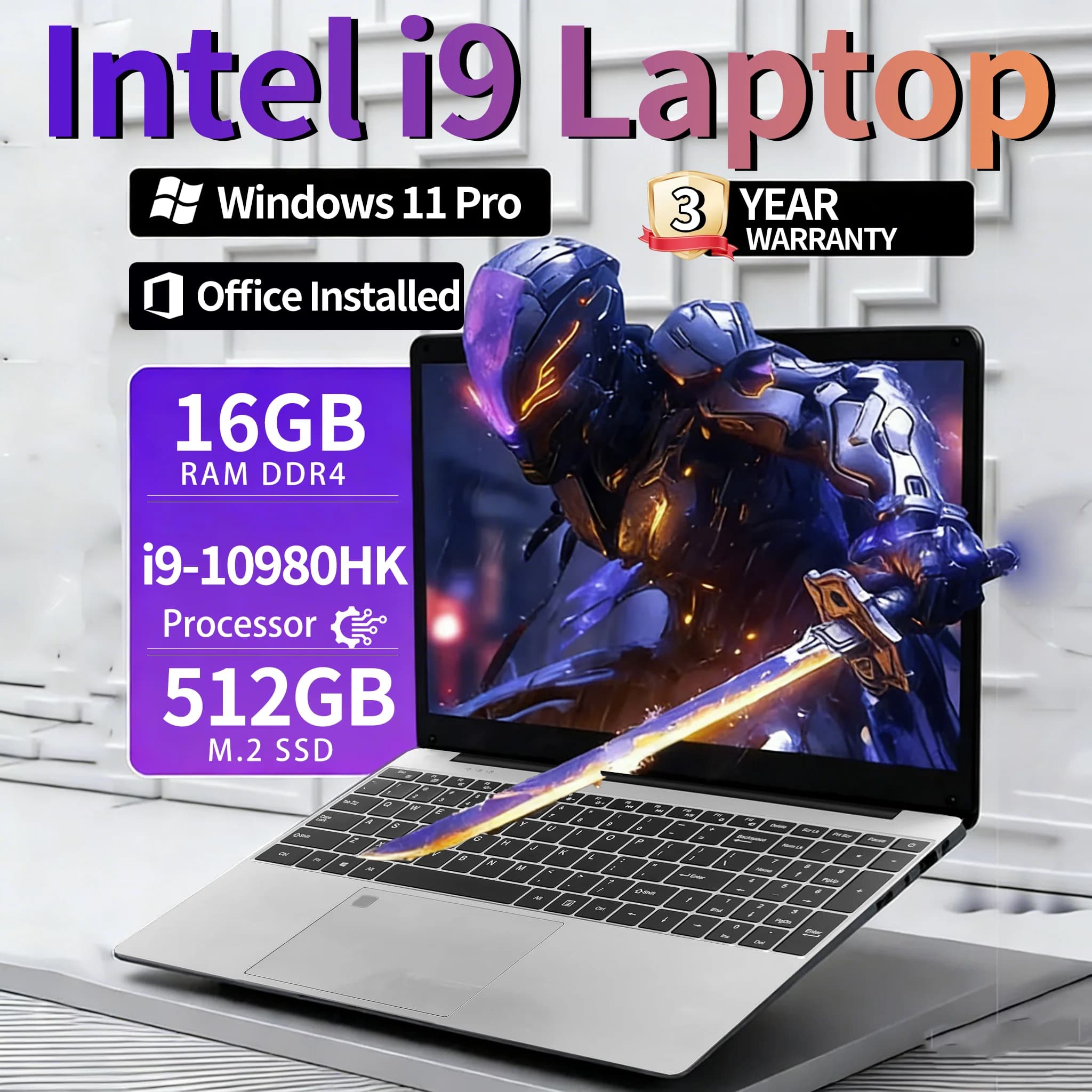 Portátil de 15.6 Pulgadas con Windows 11, Intel Core I9-10980HK, 16 GB de RAM, 1 TB SSD, Portátiles de Oficina, Desbloqueo por Huella Dactilar