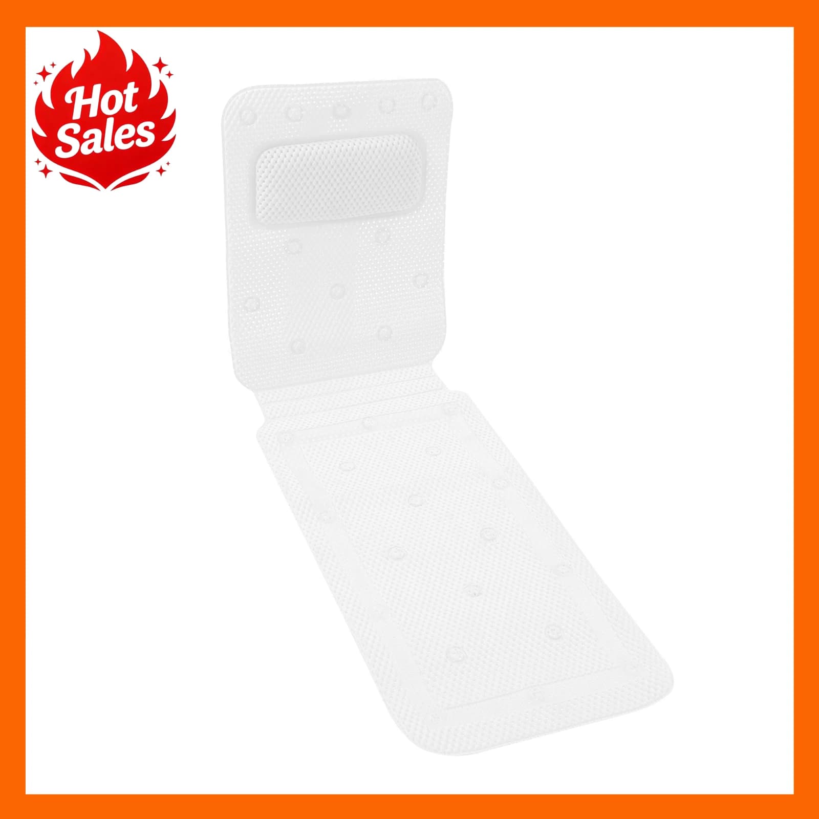 Alfombrilla de Bañera Blanca Bymaocar con Almohada, de PVC Espumado, Antideslizante, Resistente a la Humedad, para un Baño Confortable