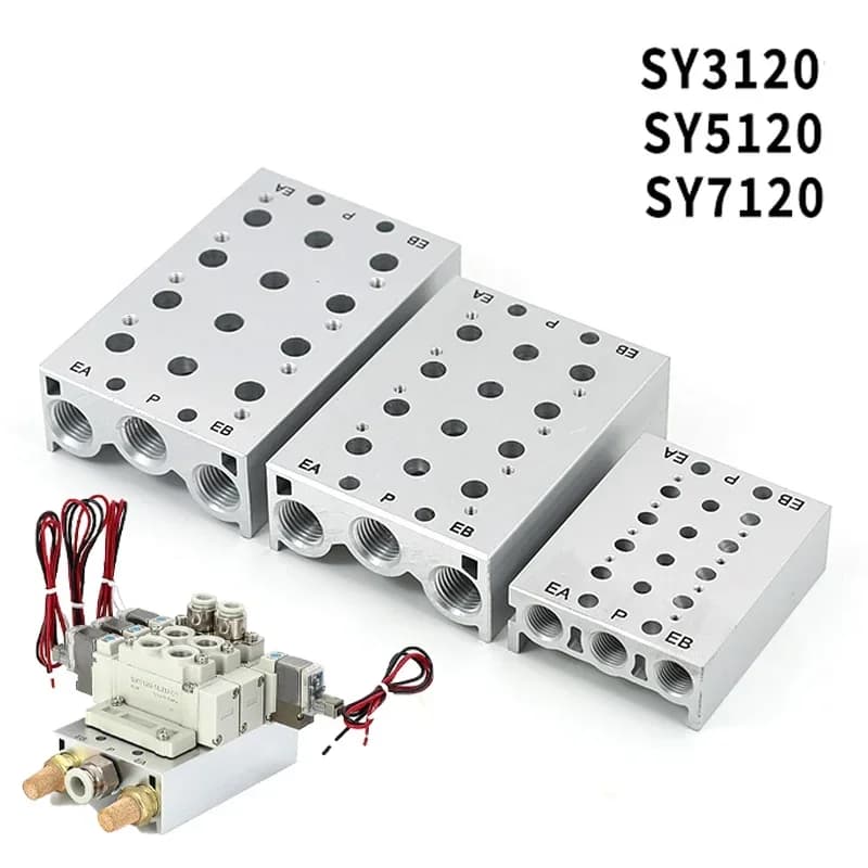Válvulas solenoides SY3120 SY5120 SY7120, colector de escape de aire SS5Y5- 2F/3F/4F/5F/6F/7F, estación de válvula de Base neumática con juntas