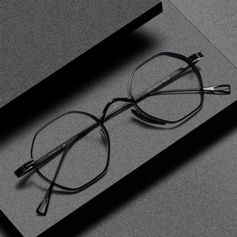 Gafas de lectura con montura pequeña poligonal de titanio puro de alta calidad para hombre, gafas de lectura antiluz azul, gafas graduadas para