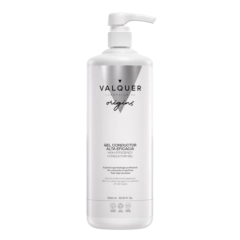 VALQUER Gel Conductor Facial y Corporal para Aparatología Estética | Base Acuosa, Alta Viscosidad, Soluble en Agua | Radiofrecuencia, Ultrasonidos y