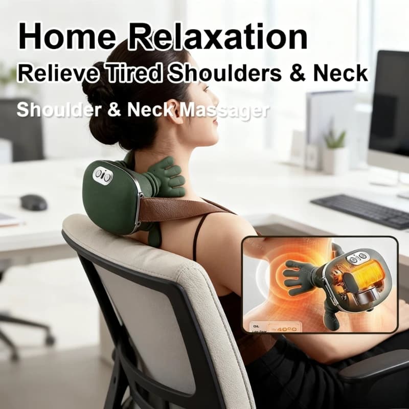 Masajeador eléctrico para cuello y hombros, almohada de masaje biónica con calefacción para la espalda, masajeador muscular con 3 modos ajustables