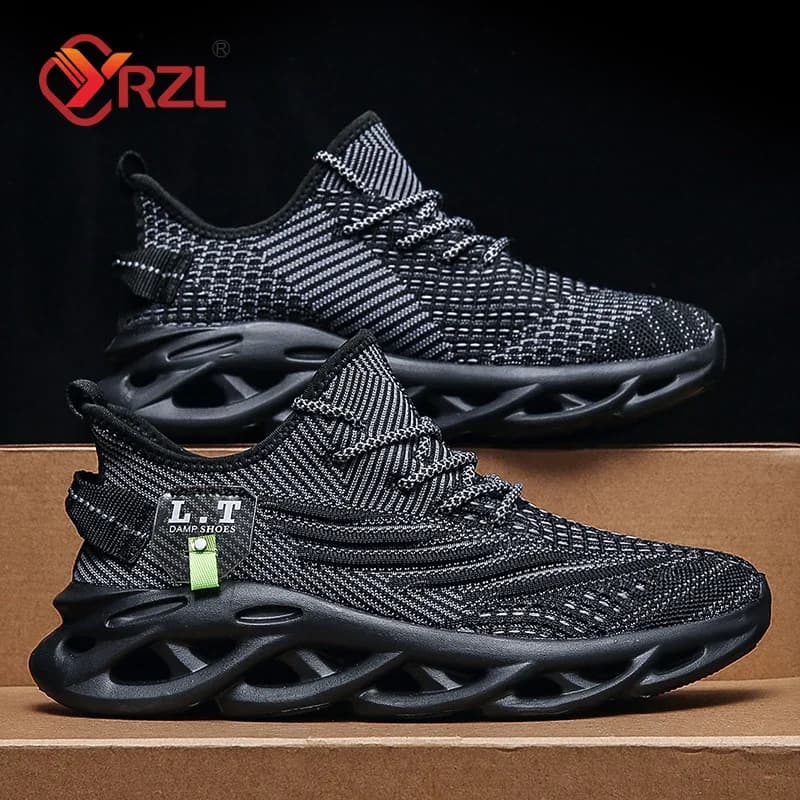 YRZL hombres deportes correr negro zapatos para correr zapatillas casuales al aire libre malla transpirable mujeres ligero absorción de impacto tenis