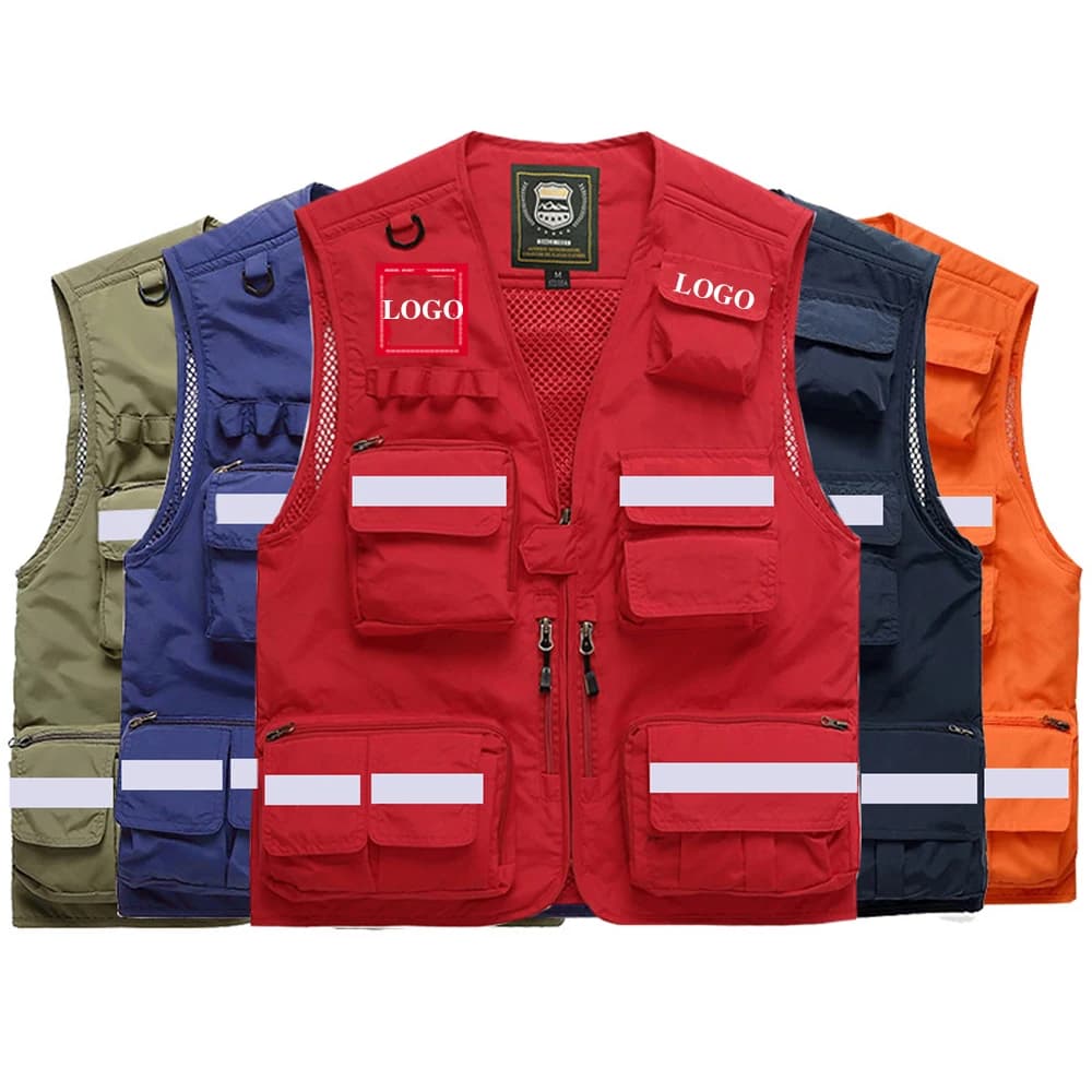 Chaleco de seguridad para ropa de trabajo de alta visibilidad con múltiples bolsillos, chaqueta de seguridad para comunicación de voluntarios de