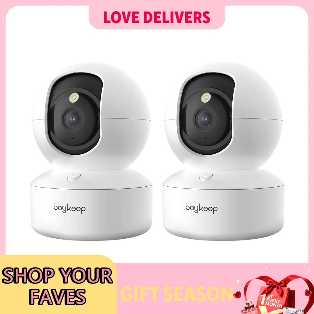 BoyKeep 2PCS Cámara mejorada Captura de movimiento de vigilancia para mascotas y bebés 5G/2,4 GHz, vista remota 360 °   Visión nocturna Pan & Tilt