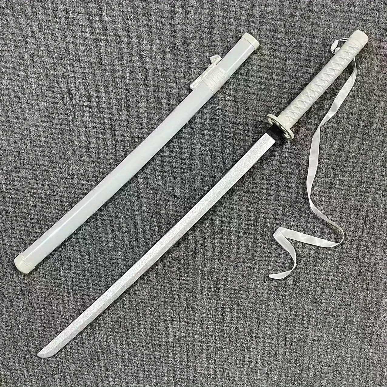 Katana Blanca Rukia de 40 Pulgadas, Espada Samurai Original de Bleach, Réplica de Anime para Cosplay, Katana Japonesa de Tamaño Real, Cuchillo