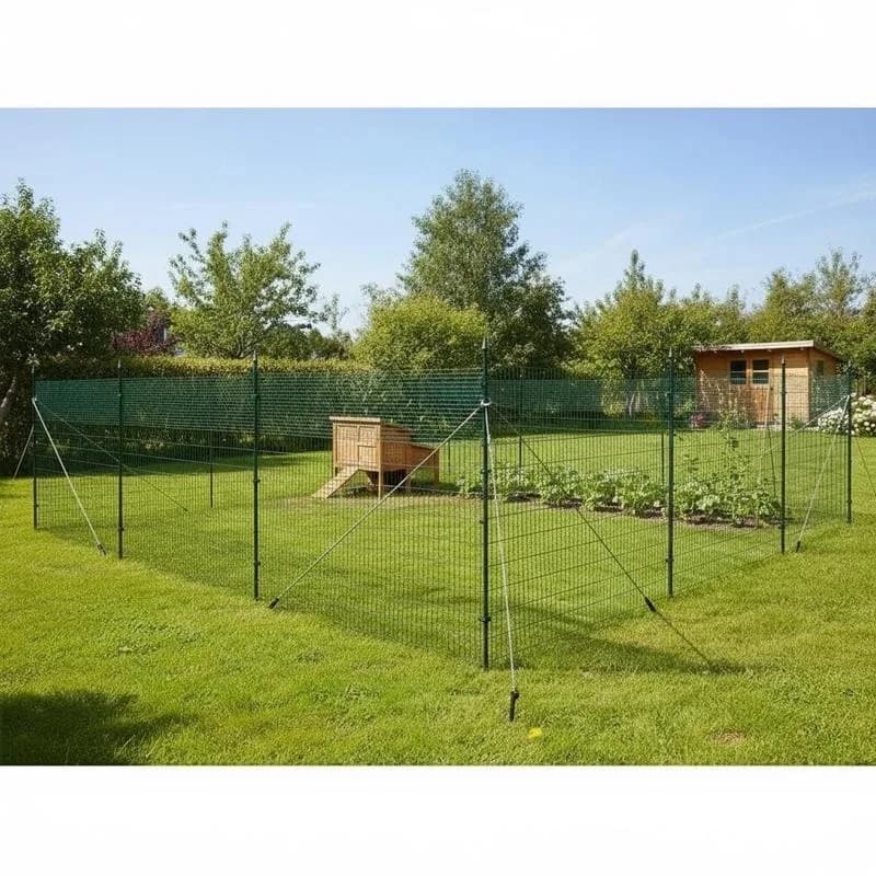 Valla delimitadora de PE de 25x0,9m con postes dobles y cuerdas de tensión móvil para jardín, camping, mascotas, aves, plantas, exterior, Envío