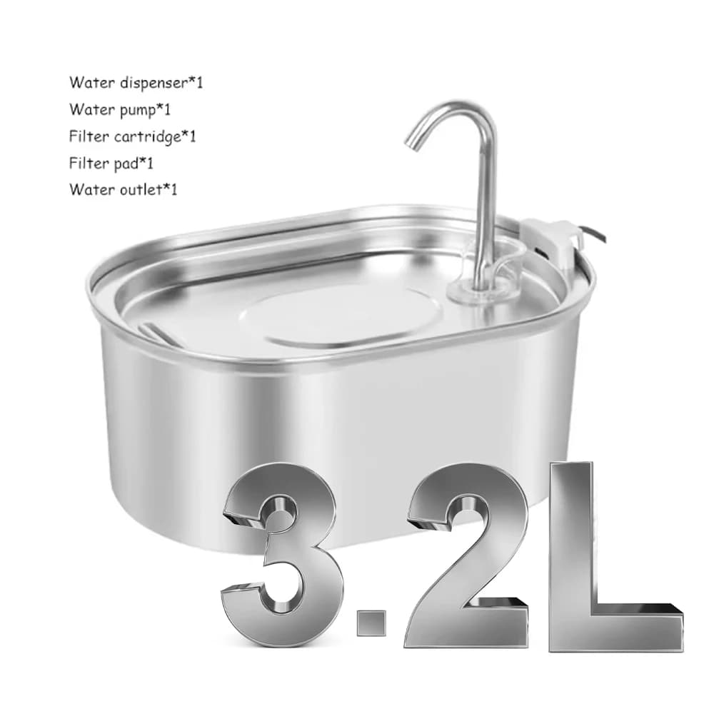 Dispensador de agua automático para gatos de 3,2l, fuente de agua para mascotas, USB con filtro, fuente para beber de acero inoxidable para perros y