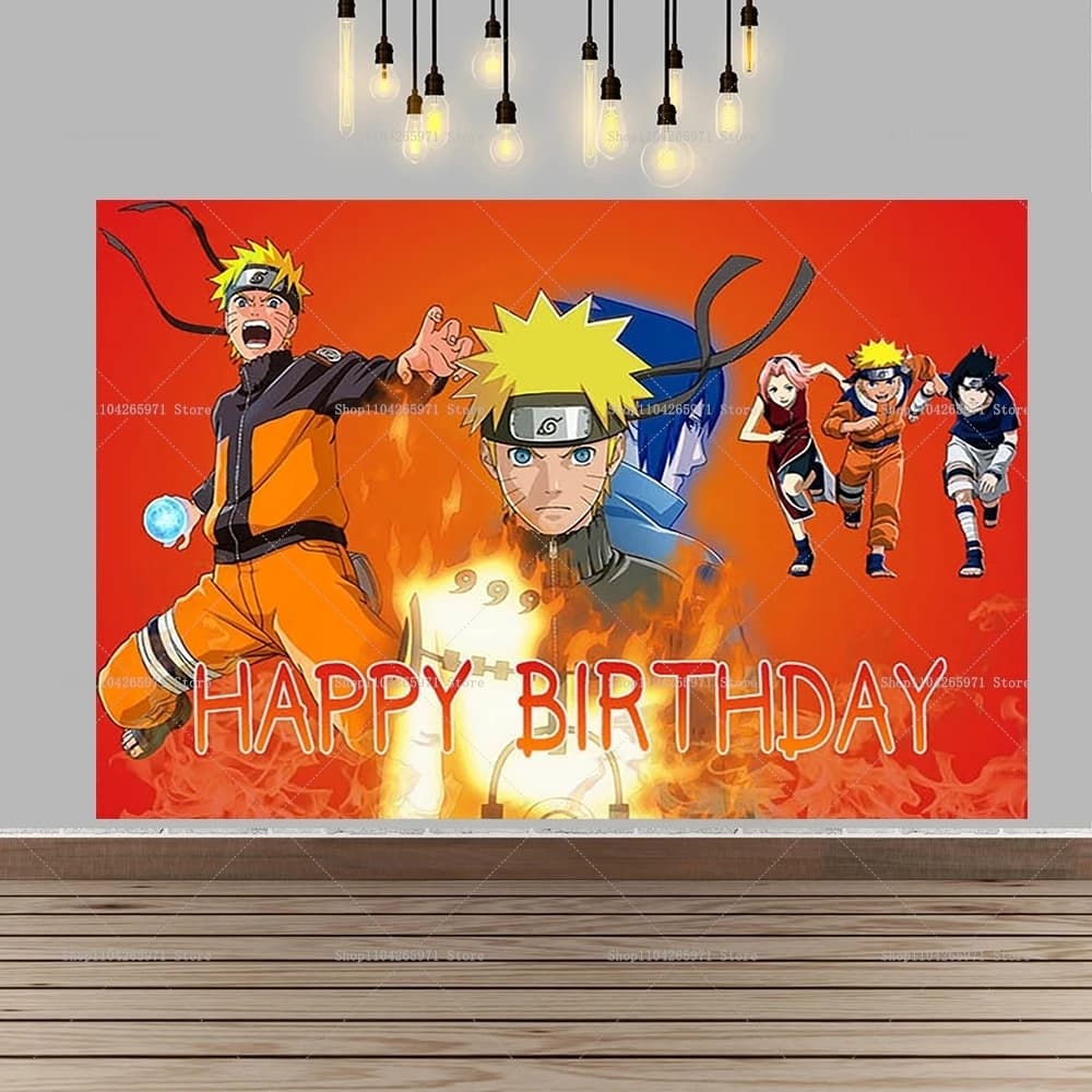 Pancarta de Naruto Shinobi con Diseño de Konoha para Niños, Decoración para Fiestas de Cumpleaños, Baby Shower, Fondo para Fotos, Decoración para