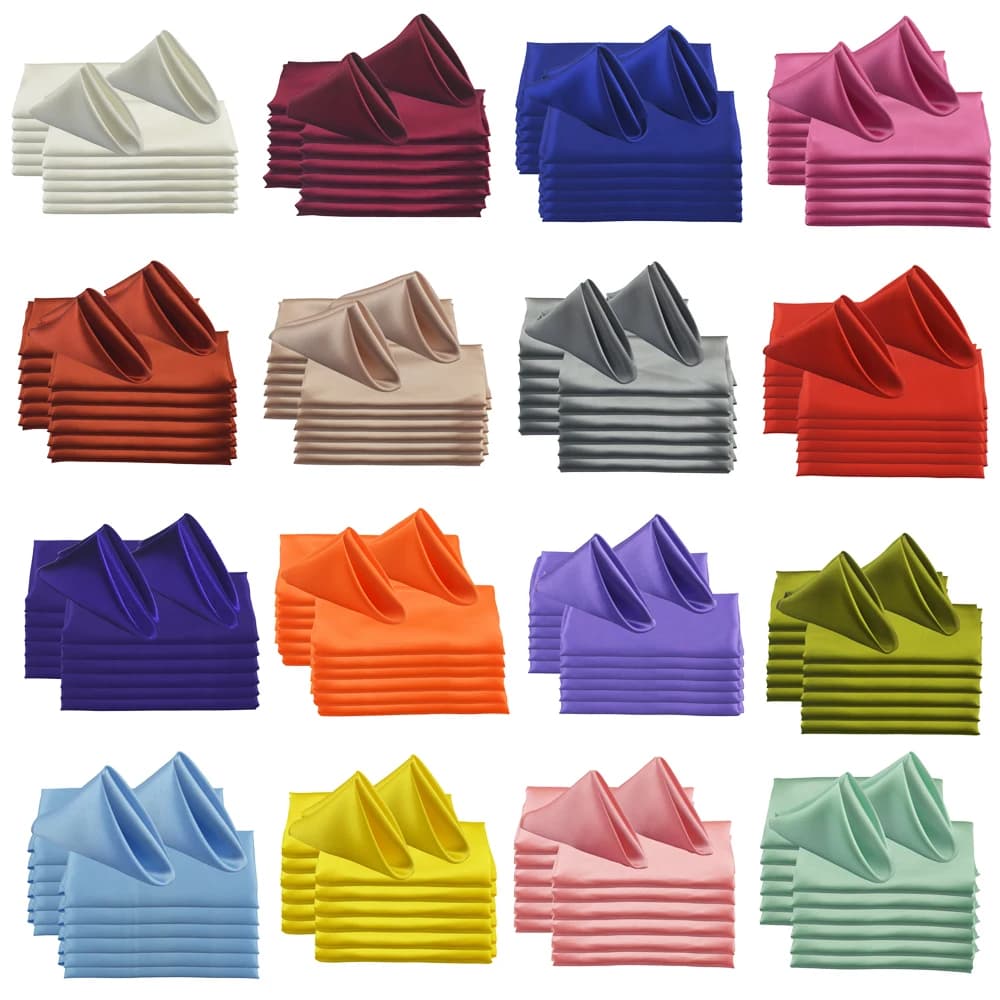 Servilleta cuadrada de satén de 50x50cm, 12 unidades, para banquete de boda, decoración para fiesta de graduación, restaurante, cena, café, té,