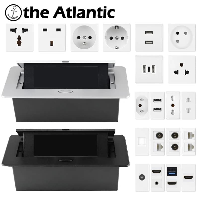 Enchufes emergentes de escritorio para mesa DIY, enchufe oculto UE FR AU US con USB HDMI RJ45 tipo C TV multifuncional en el encimera