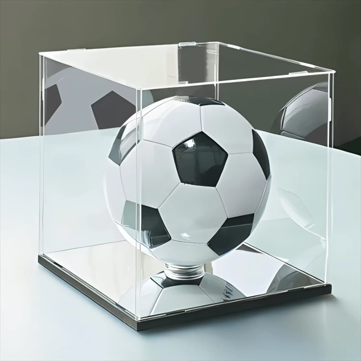 1 Caja de Exhibición de Acrílico para Ensamblar, Colección de Exhibición de Fútbol y Baloncesto (Accesorio de Base Circular de Regalo * 1)