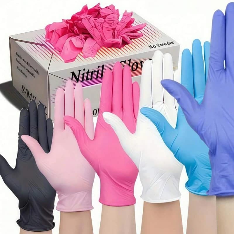 100 Uds guantes desechables de nitrilo guantes de limpieza sin látex para cocina tatuaje belleza esteticista guantes de trabajo de seguridad