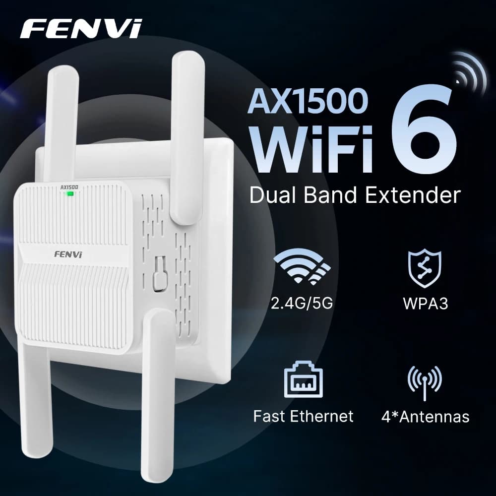FENVI 5Ghz AX1500 WiFi 6 repetidor extensor amplificador de señal banda Dual 2,4G/5GHz amplificador de señal Wi-Fi red de largo alcance fácil de