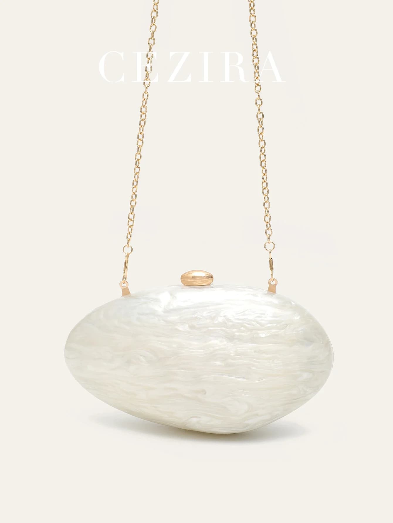 Bolso de mano con forma de concha para mujer, elegante y glamuroso, a la moda, Color sólido, acrílico, cadena larga, bolso de noche, fiesta, cena,