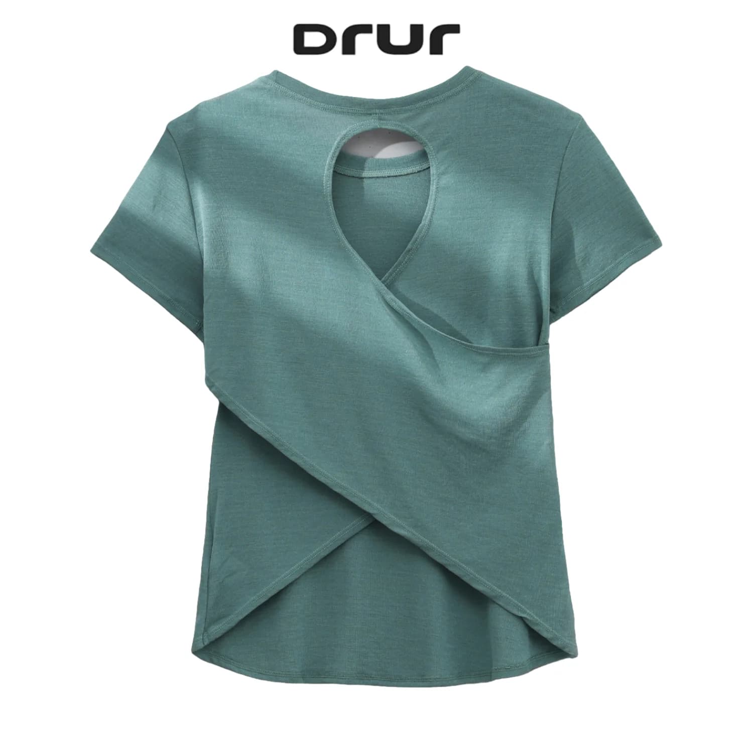 DRUR-Tops de gimnasio para mujer, sudadera ligera de manga corta de verano, camiseta para correr y Fitness de secado rápido, ropa de Yoga hueca