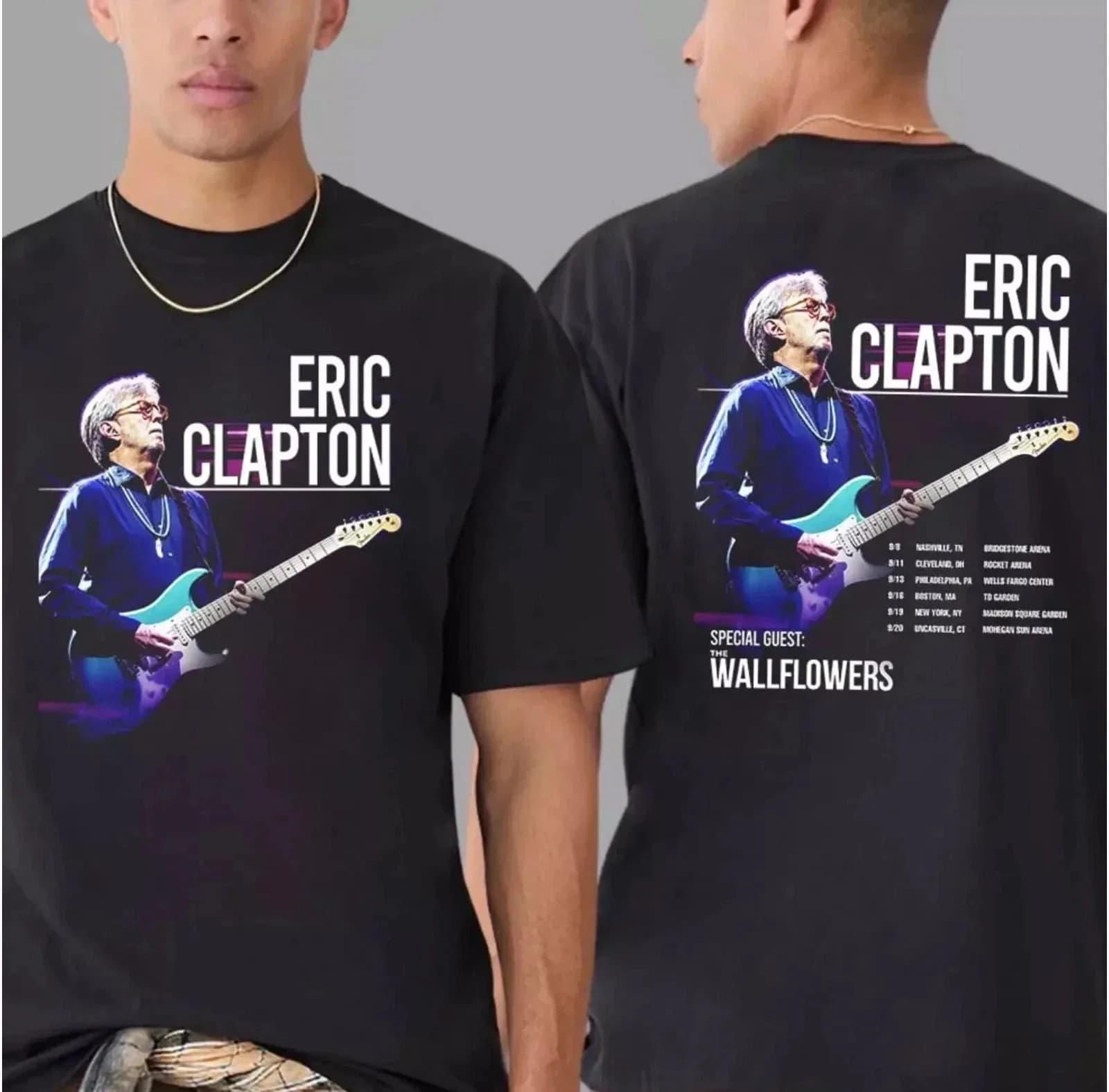 Eric Clapton Us Tour 2025 Lista de fechas Camiseta unisex de dos lados