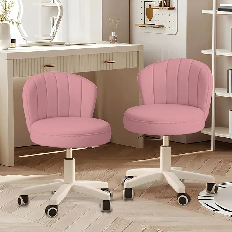 Juego de 2 sillas de oficina con ruedas, cómodo cojín de esponja para asiento, silla de maquillaje para el hogar, dormitorio, sala de estar, diseño