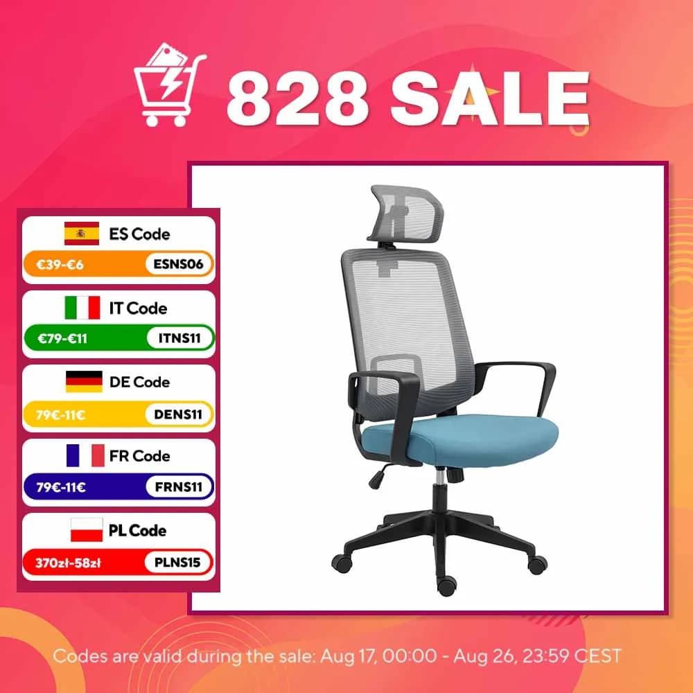Vinsetto Silla de Oficina Ergonómica Giratoria con Soporte Lumbar Reposabrazos y Reposacabezas Regulable 63,5x63x116,5-125,5 cm