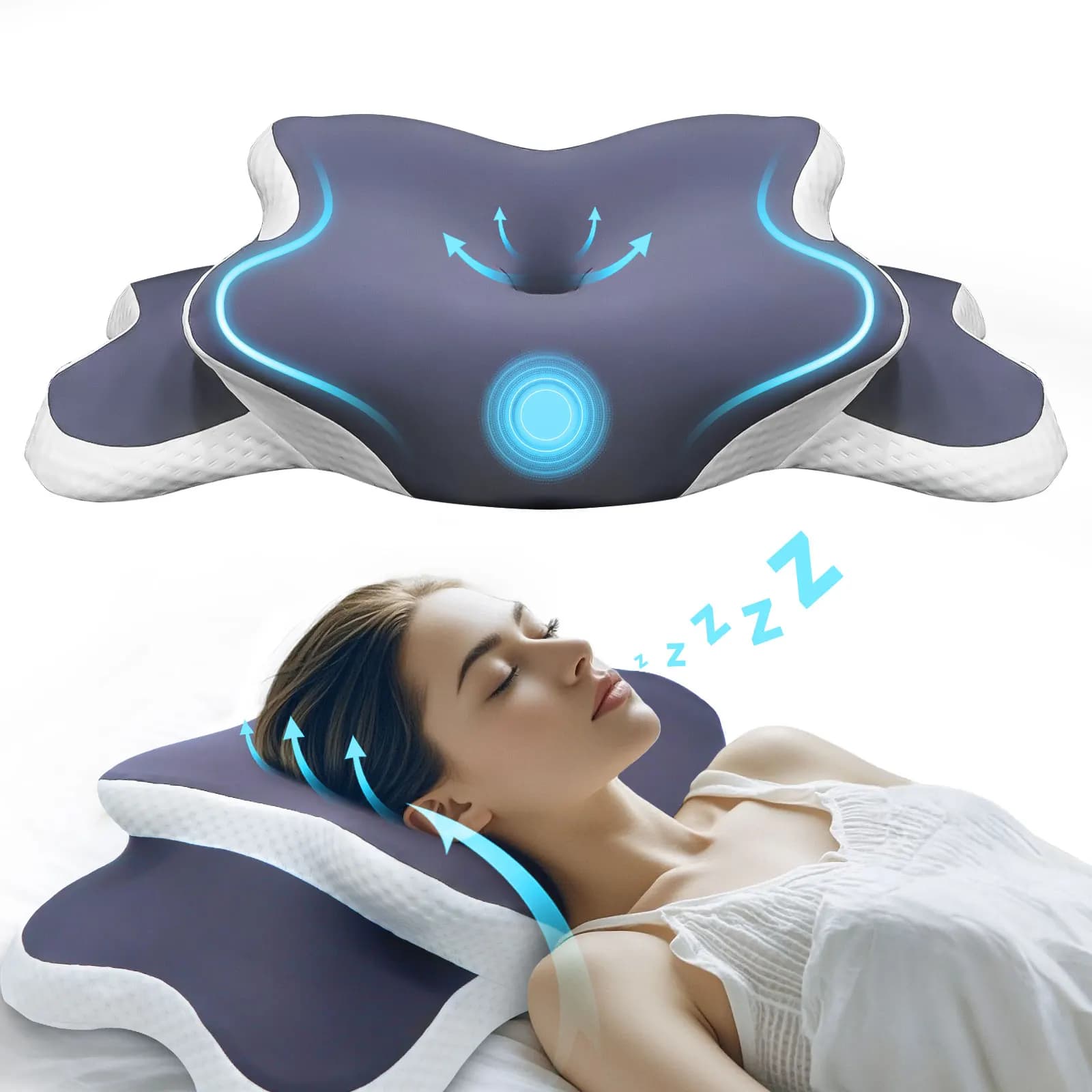Almohada de espuma viscoelástica, almohada Cervical, alivio del dolor en el cuello, contorno, soporte ortopédico ergonómico para el cuello para el