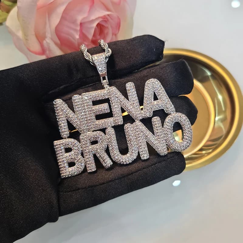 Collares con nombre personalizado, colgantes de palabras personalizados, joyería de Hip Hop con burbujas, envío directo de fábrica