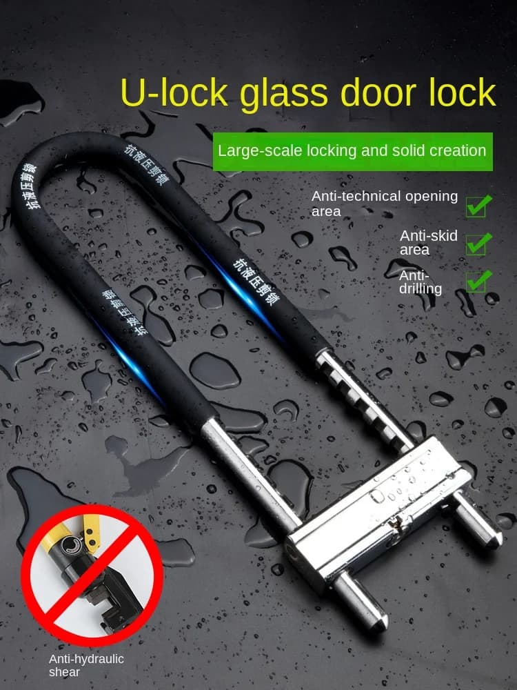 Cerradura en forma de U para puerta de vidrio, puerta doble para tienda, maquinaria de oficina, cerradura de enchufe de almacén extendida