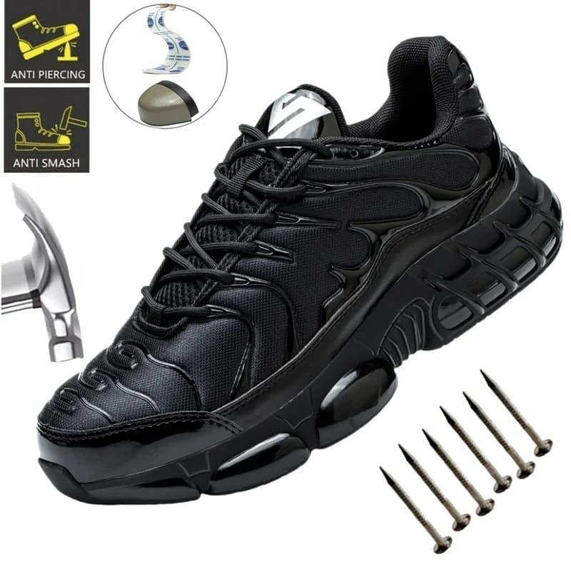 Zapatos de seguridad con punta de acero de alta calidad, zapatillas de trabajo para hombre, zapatos indestructibles, zapatos protectores a prueba de