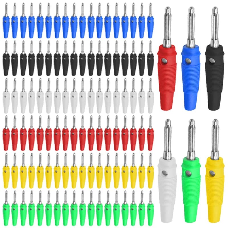 5/20/100 Uds 4mm conector Banana 32A alta corriente sin soldadura tornillo lateral apilable conector de plugues Banana