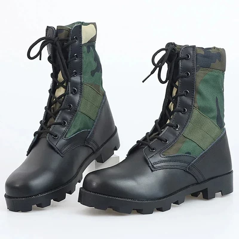 Zapatos impermeables con cordones para exteriores, botines de combate táctico de camuflaje de lona transpirable para el desierto, botas para hombre