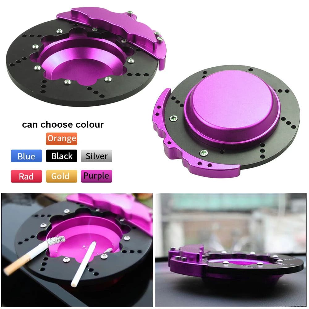 Cenicero Universal para coche, pinza de disco de freno para el hogar y la Oficina, forma giratoria de carreras, bandeja portátil para cenizas de humo