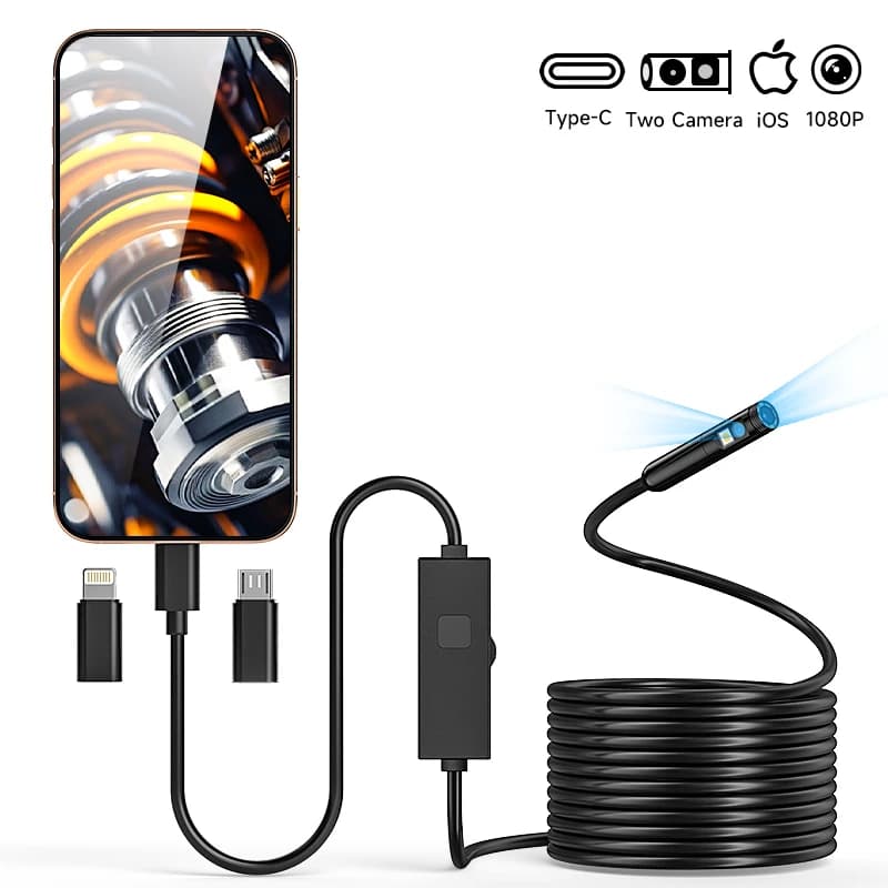 Endoscopio HD1080P 3 en 1 Micro USB tipo C cámara Dual individual para teléfonos IOS iphone Android boroscopio de inspección de tuberías