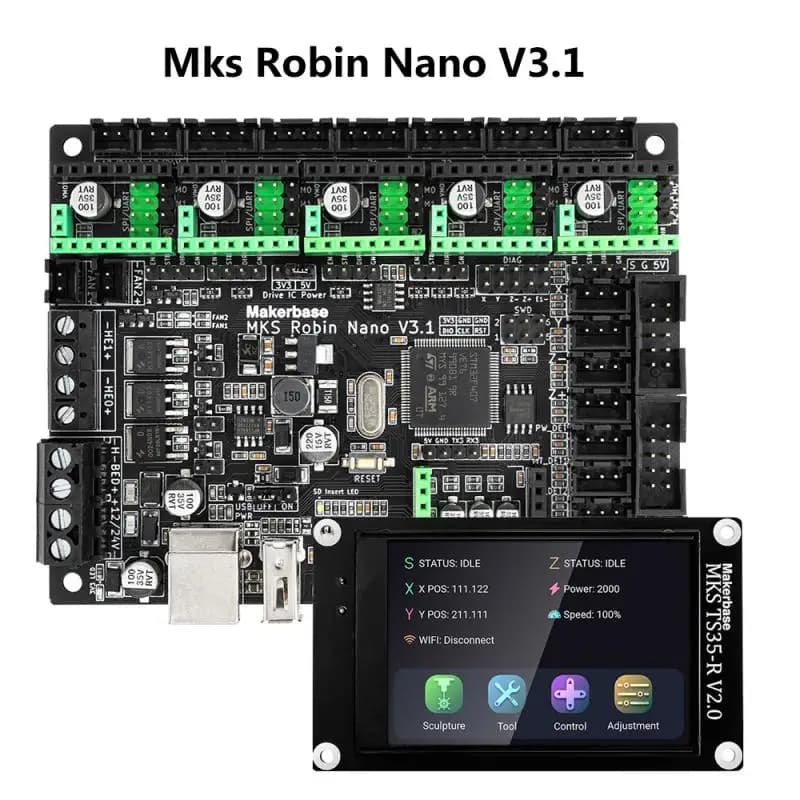 Placa base de control Makerbase MKS Robin Nano V3 de 32 bits, módulo WIFI con pantalla táctil TFT TMC2209 TS35, pieza de impresora 3D