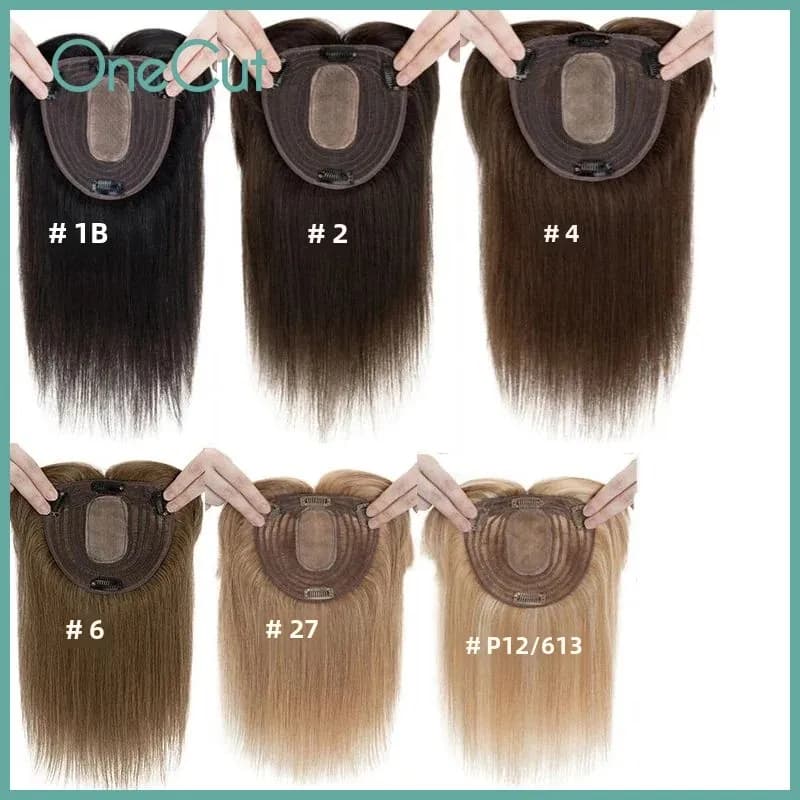 Base superior de seda recta para mujer, peluquín con Clip de encaje suizo con flequillo, 100% transpirable, peluca humana Real, pelucas de Color