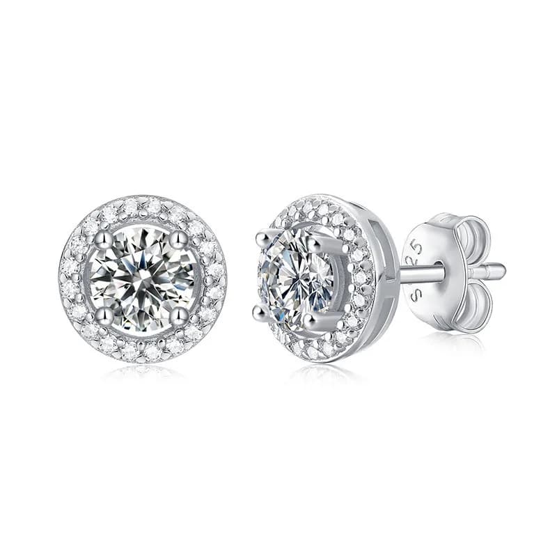 Pendientes de moissanita de plata S925 con pluma de prueba de diamante chapada en 18K para mujeres y hombres, joyería clásica
