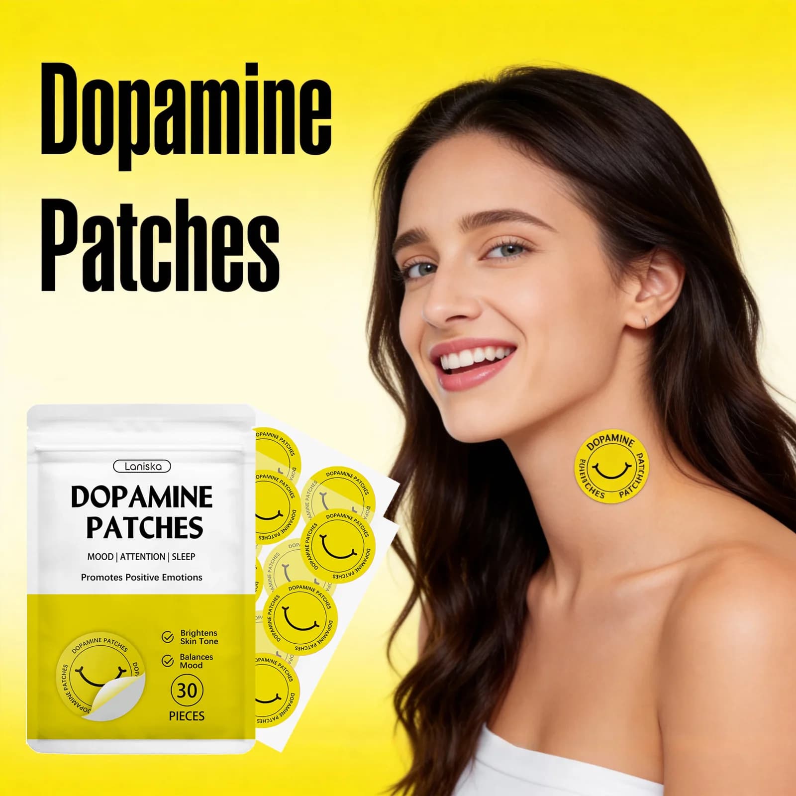 Parches de Dopamina para Aumentar la Vitalidad, Mejora Instantánea del Estado de Ánimo y la Concentración, Ayuda para el Bienestar, Parche para el